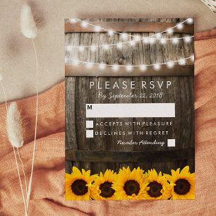 Rustic Country Wedding RSVP   Sunflower Lights