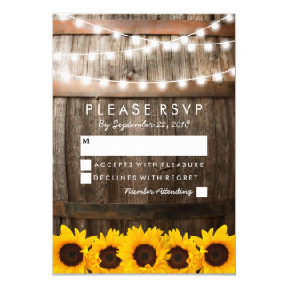 Rustic Country Wedding RSVP | Sunflower Lights Card
