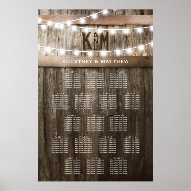 Rustic Country Wedding Seating Table Chart (Front)