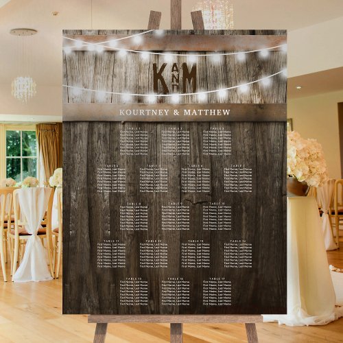 Rustic Country Wedding Seating Table Chart Foam Board
