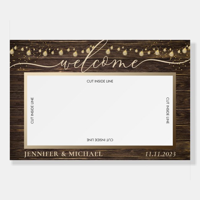 Rustic Country Wedding Selfie Frame Foam Board