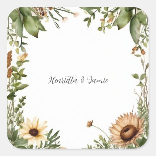 Rustic Country Wedding  Square Sticker