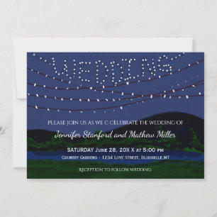 Rustic Country Wedding String Lights Invitation