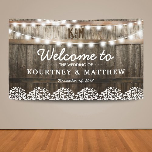 Rustic Country Wedding  String of Lights Banner