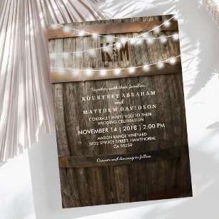Rustic Country Wedding   String of Lights Invitation