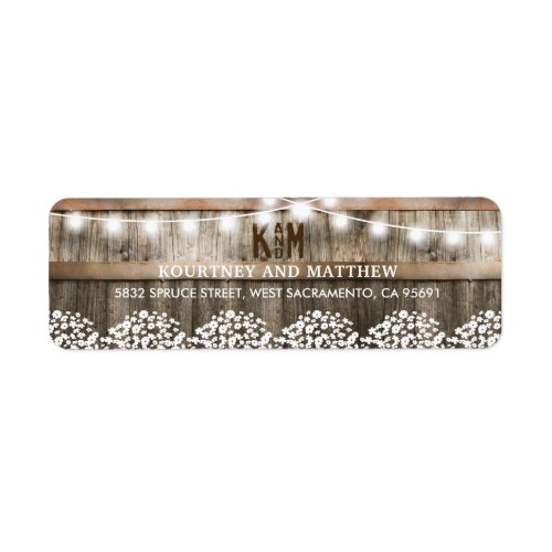 Rustic Country Wedding  String of Lights Label