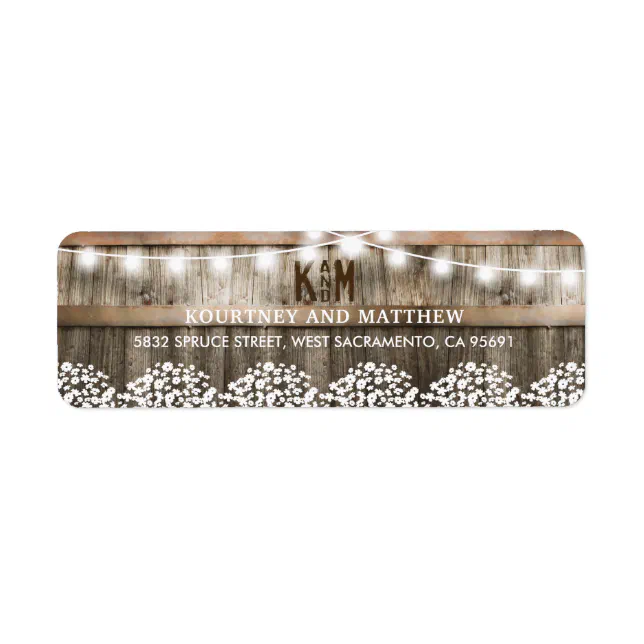 Rustic Country Wedding | String of Lights Label | Zazzle