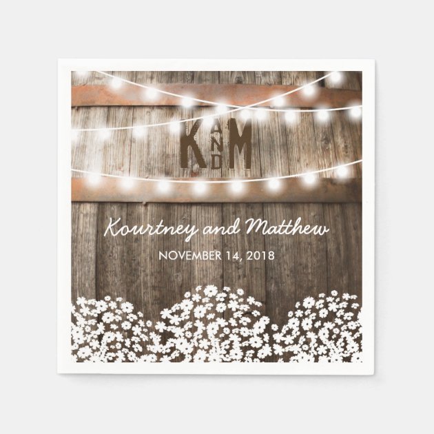RUSTIC COUNTRY WEDDING | STRING OF LIGHTS NAPKIN
