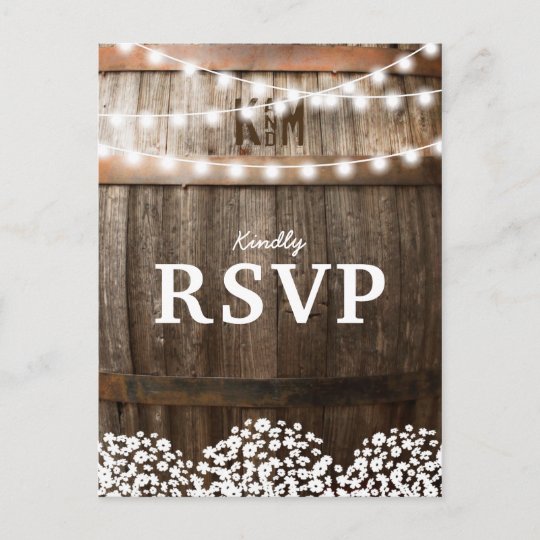 Rustic Country Wedding | String of Lights RSVP Invitation Postcard