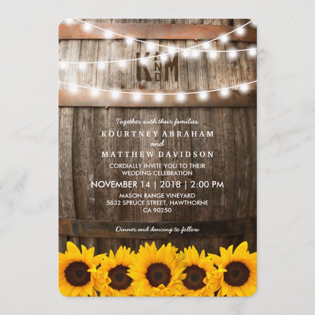 Rustic Country Wedding | Sunflower String Lights Invitation