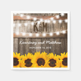 Rustic Country Wedding | Sunflower String Lights Napkin
