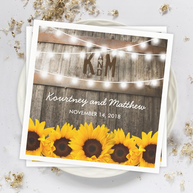 Rustic Country Wedding | Sunflower String Lights Napkins (Creator Uploaded)
