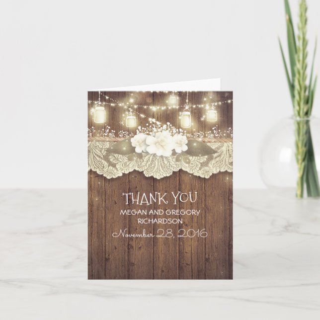 Rustic Country Wedding Thank You Card (Front)