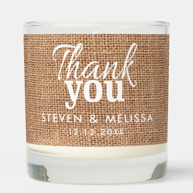 Rustic Country Wedding Thank You Favor Scented Candle (Front)
