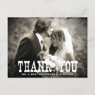 Rustic Country Wedding Thank You Postcard - Photo
