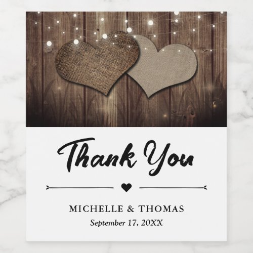 Rustic Country Wedding Thank You Wine Label