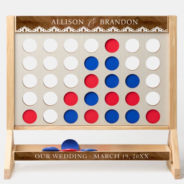 Rustic Country Wedding Wood Lace Pattern Jumbo Fast Four (Back)