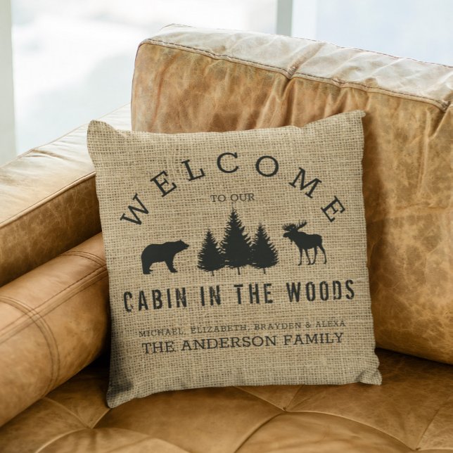 Rustic Country Welcome Family Name Throw Pillow (Creator Uploaded)