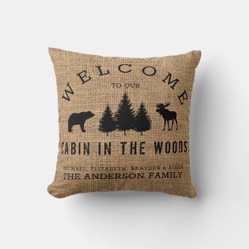 Rustic Country Welcome Family Name Throw Pillow