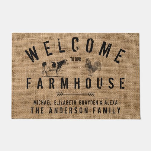 Rustic Country Welcome to our Farmhouse Animals Do Doormat