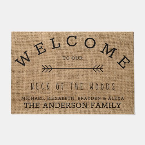 Rustic Country Welcome to our Neck of the Woods Doormat