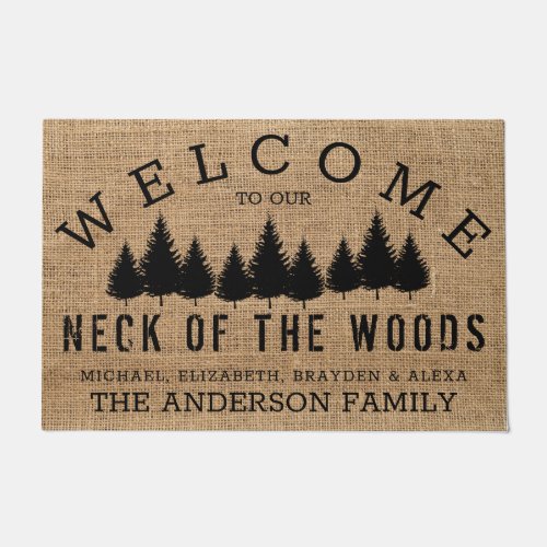 Rustic Country Welcome to our Neck of the Woods Doormat