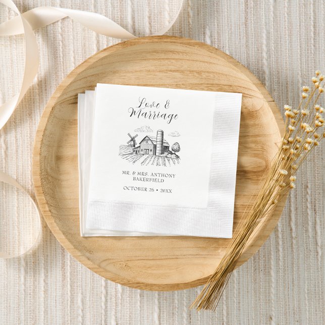 Rustic Country Western Barn Wedding Cocktail  Napkins (Creator Uploaded)