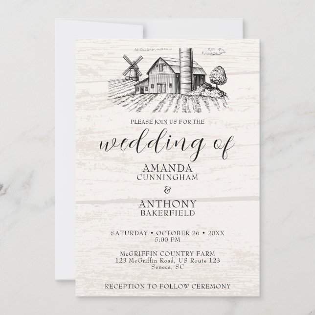 Rustic Country Western Barn Wedding Invitation (Front)