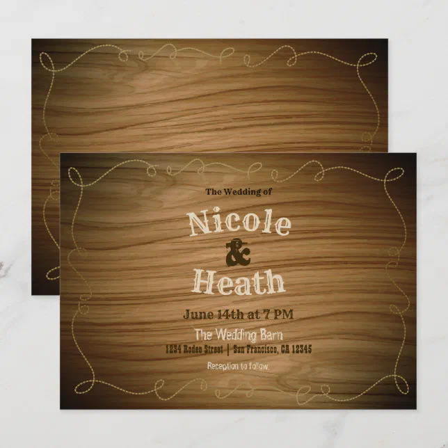 Rustic Country Western Barn Wood Modern Wedding Invitation | Zazzle
