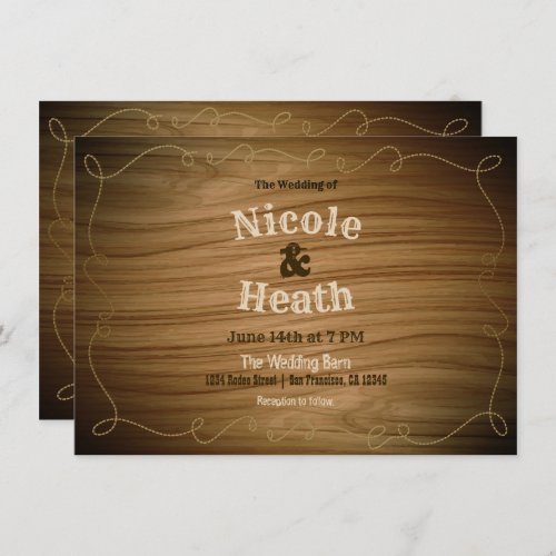 Rustic Country Western Barn Wood Modern Wedding Invitation