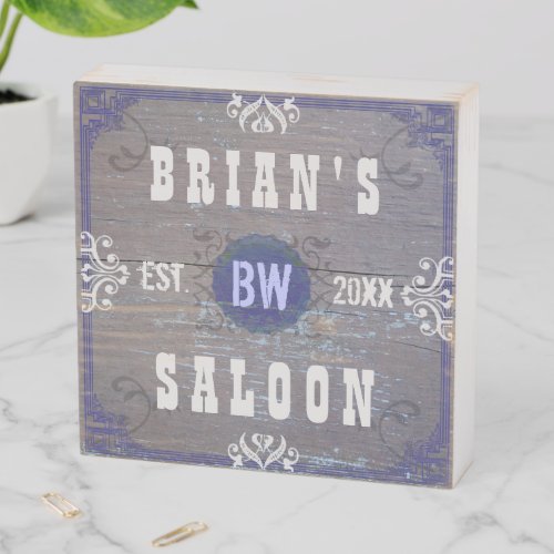 Rustic Country Western Beer Saloon Custom Home Bar Wooden Box Sign