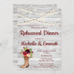Rustic Country Western Boot Boho Rehearsal Dinner Invitation at Zazzle