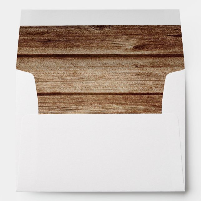 Rustic Country Western Brown Wood Vintage Wedding Envelope (Back (Bottom))