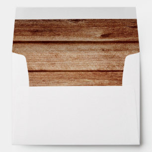 Rustic Country Western Brown Wood Vintage Wedding Envelope