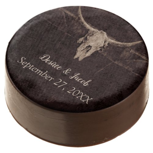 Rustic Country Western Bull Skull Texture Wedding Chocolate Covered Oreo