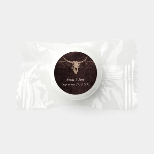 Rustic Country Western Bull Skull Texture Wedding Life Saver Mints