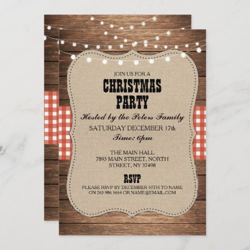 Rustic Country Western Christmas Dinner Day Party Invitation