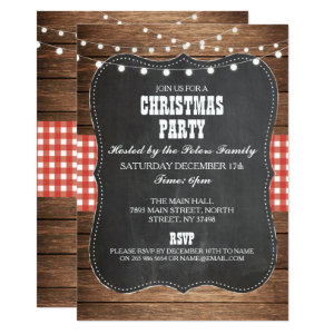 Rustic Country Western Christmas Dinner Day Party Invitation