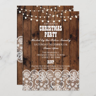 Rustic Country Western Christmas Dinner Day Party Invitation