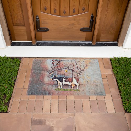 Rustic Country Western Cow Farmhouse Doormat