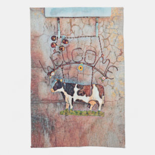 Rustic Country Western Cow Farmhouse Kitchen Towel