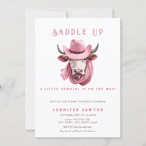 Rustic Country Western Cow Girl Baby Shower Invitation