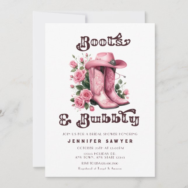 Rustic Country Western Cowboy Bridal Shower Invitation (Front)