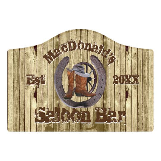 Rustic Country Western Cowboy Saloon Bar Door Sign Zazzle Com