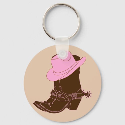 Rustic Country Western Cowgirl Boots Keychain