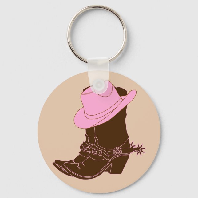 Rustic Country Western Cowgirl Boots Keychain (Front)