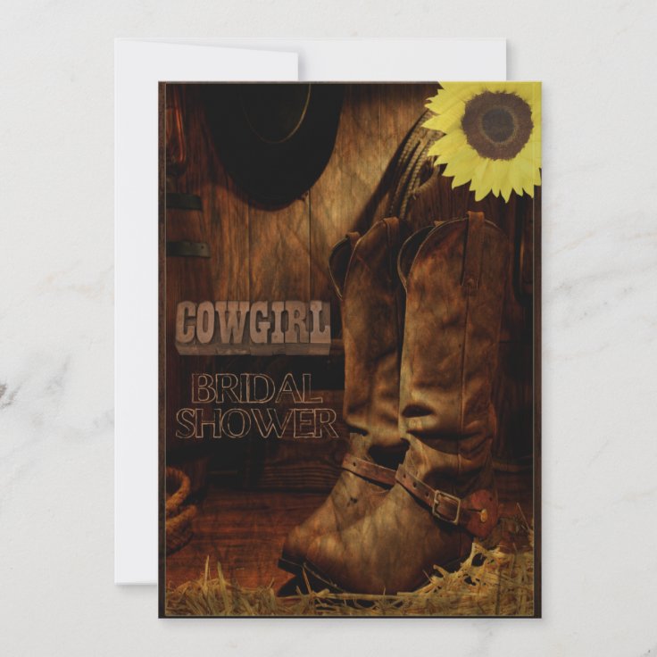 Rustic Country Western Cowgirl Bridal Shower Invitation | Zazzle