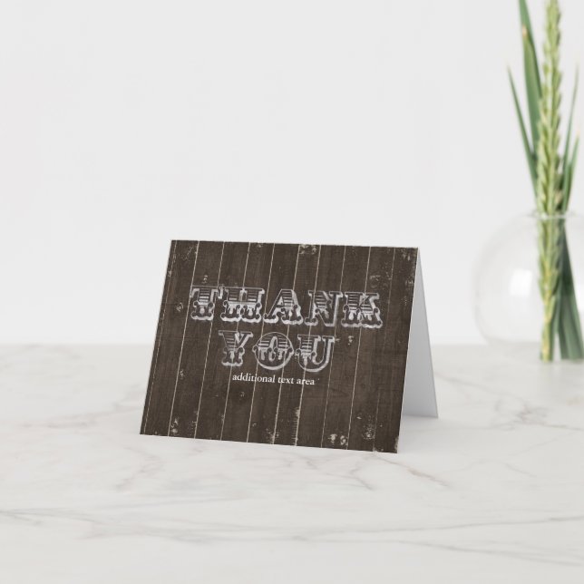 Rustic Country Western Distressed Wood THANK YOU Card (Front)