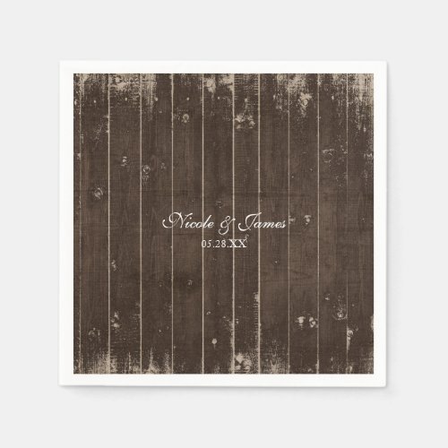 Rustic Country Western Distressed Wood Wedding Napkins