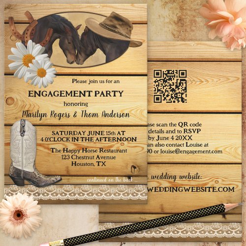 Rustic Country Western Equestrian Engagement Invitation